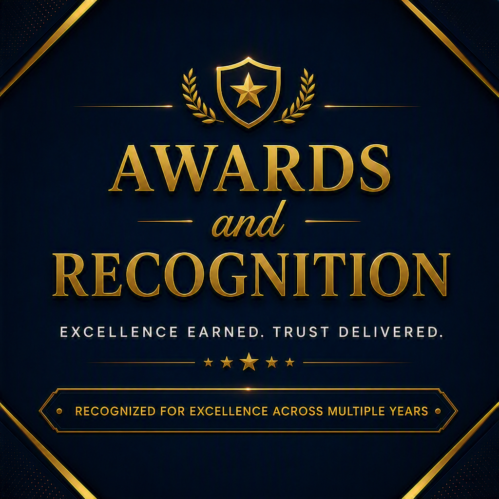 INSGUARDS Awards and Recognition banner: Excellence Earned. Trust Delivered. Recognized for Excellence Across Multiple Years